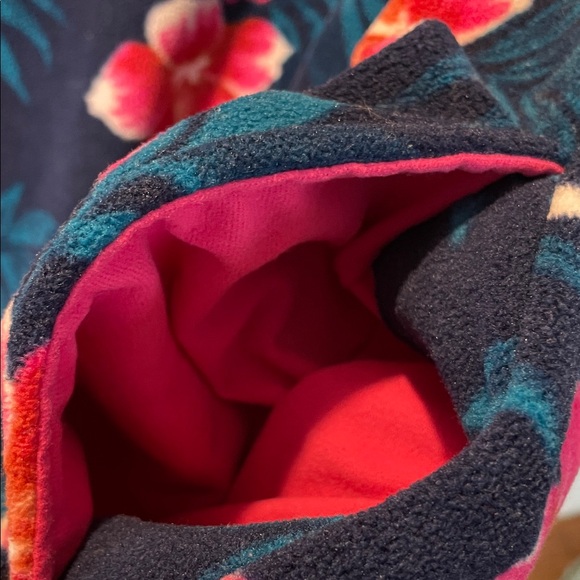 Lands' End Navy and Pink Floral Fleece Pullover Size L - Picture 8 of 9